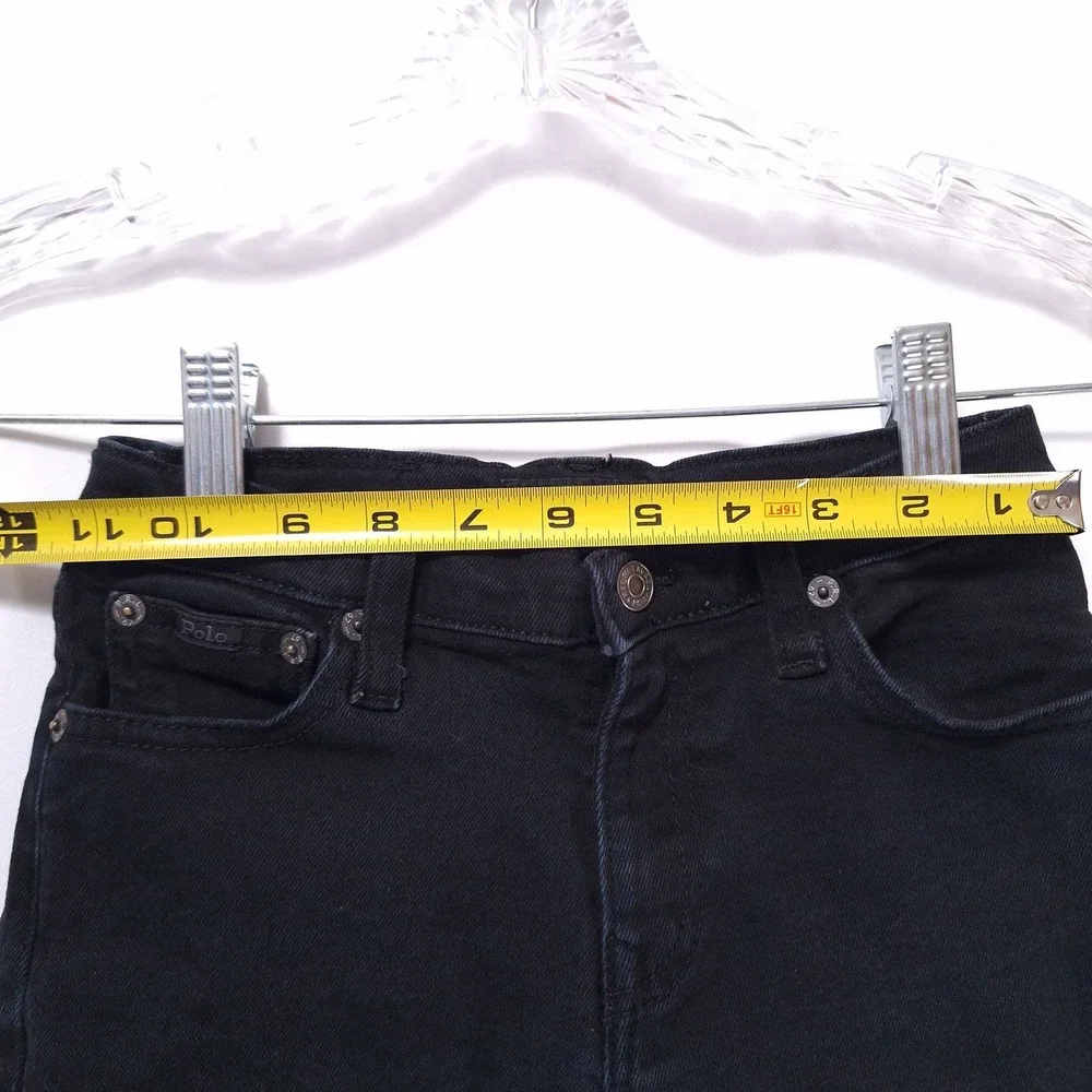 Polo Ralph‎ Lauren Hampton Straight Jeans kids Sz 7 Black Adjustable Waist Denim